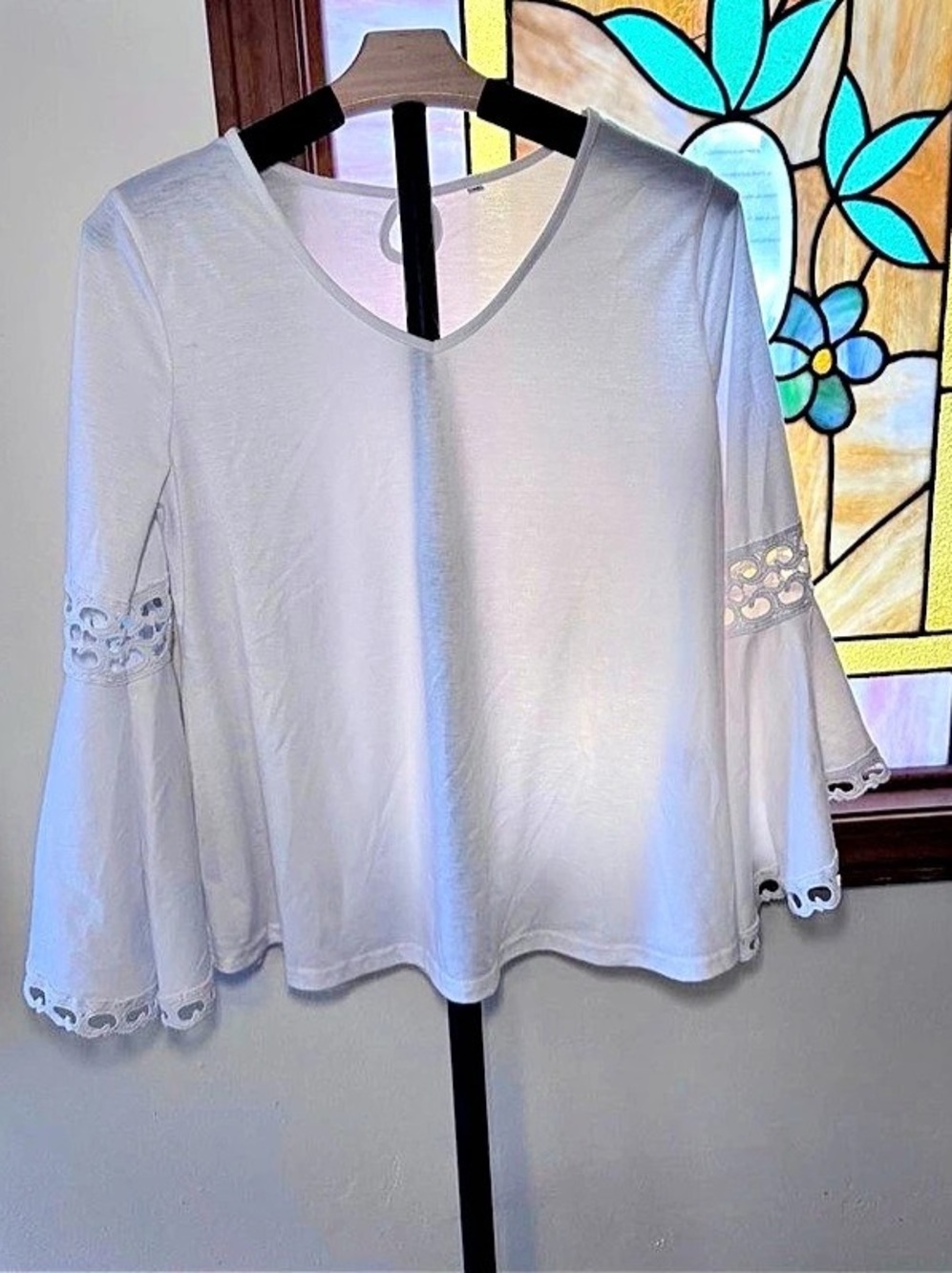 White Lace Sleeve Whimsy Top - Like New